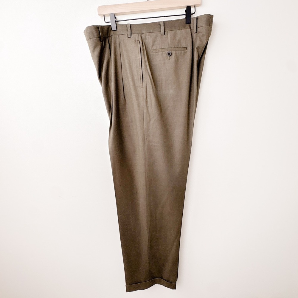 VIntage Lauren Ralph Lauren Y2K Pleated Trousers Mens 38x34 Tan Cuffed - Picture 1 of 7